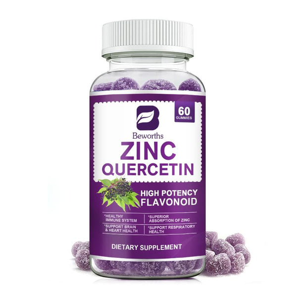 BEWORTHS Zinc Quercetin Gummies for Immune Strengthen Support Cardiovascular & Respiratory Health Brain & Heart Health