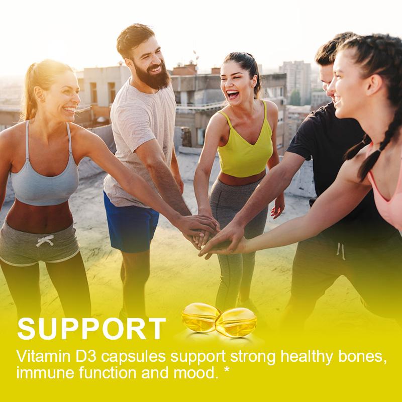 BEWORTHS Vitamin D3 Capsules 5000iu (125mcg) with Coconut Oil High Potency for Immune & Bone Support Promote Calcium Absorption