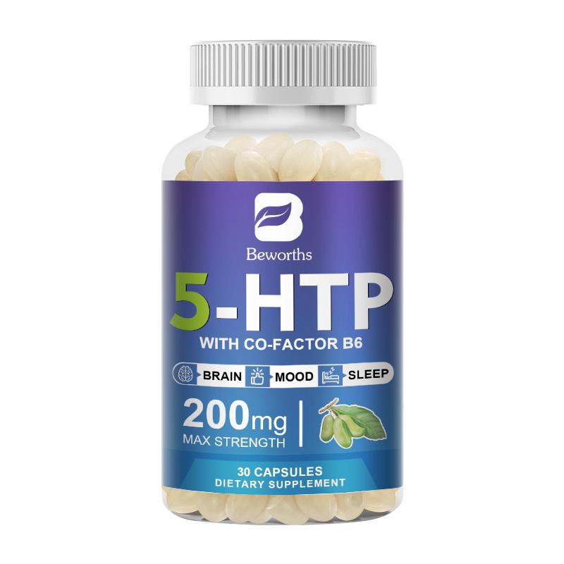 BEWORTHS 5-HTP Capsules With Glycine, Taurine & Inositol Support Stress Relief, Brain Health, Enhanced Mood, Sleep & Serotonin