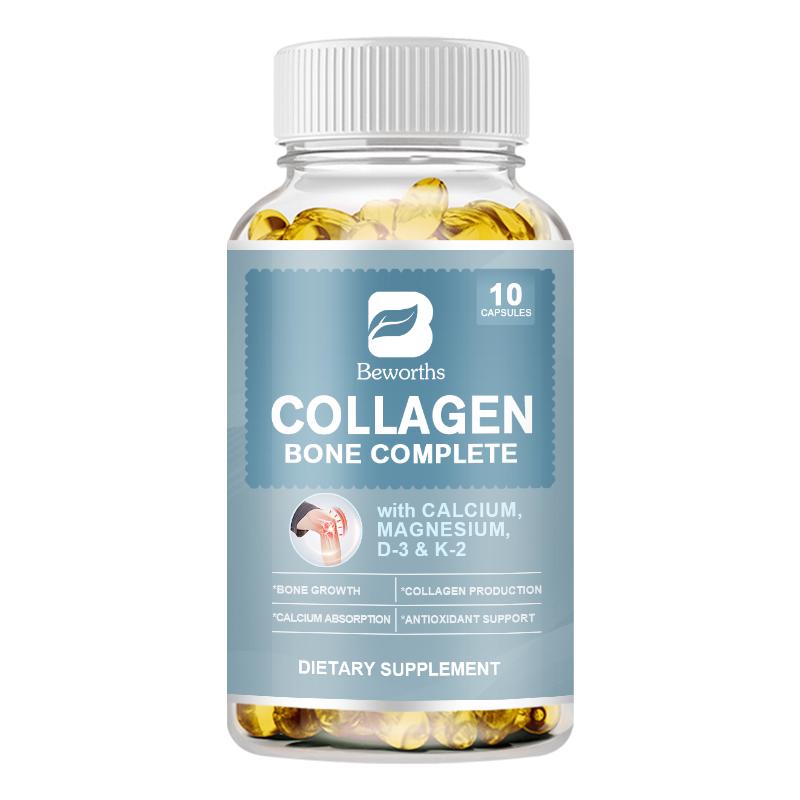 BEWORTHS Collagen Bone Complete Capsules Formula with Plant Calcium & Magnesium for Bone Growth Collagen Production Calcium Absorption Antioxidant Support