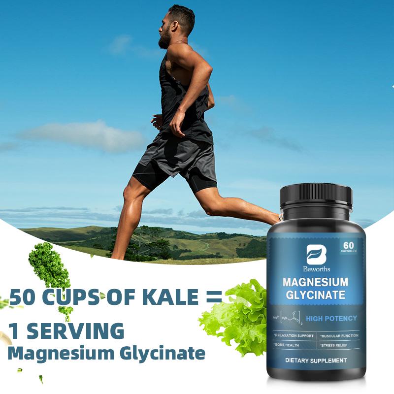 Magnesium Glycinate, Fully Chelated Bisglycinate with BioPerine, High Absorption Formula, Stress, Bones, Muscle & Relaxation Support