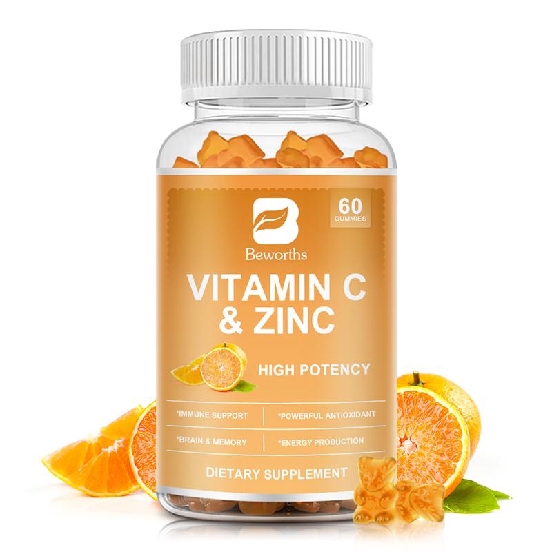 BEWORTHS Vitamin C & Zinc Gummies for Immune Support Powerful Antioxidant Energy Production Brain & Memory