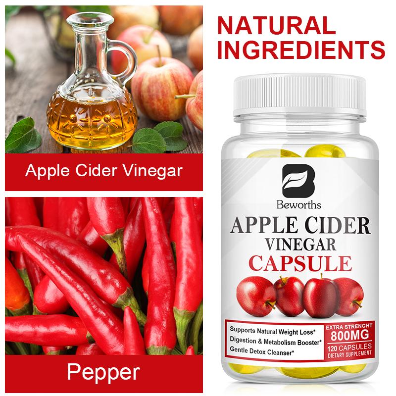 Organic Apple Cider Vinegar Capsules + Digestive Enzymes & Probiotics Fiber Supplement for Gut Health, Immune Support, Digestion & Detox Cleanse