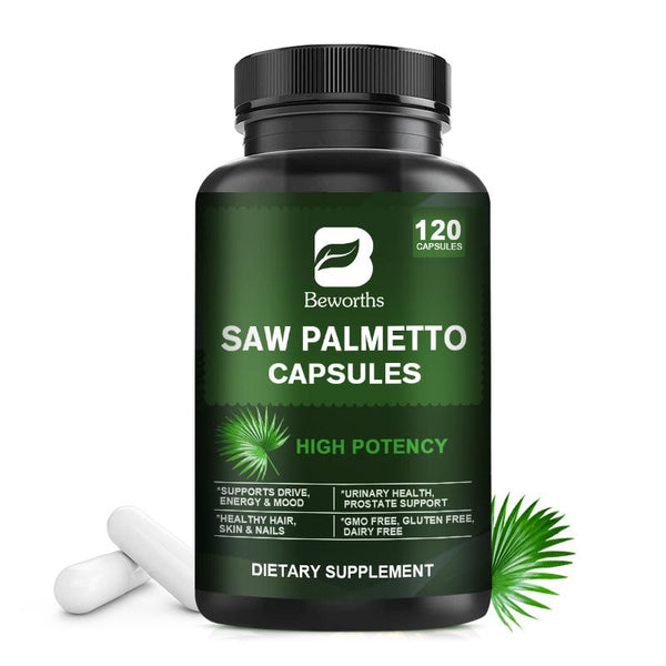 BEWORTHS Saw Palmetto Prostate Supplements for Men To Extenze Youth & Reduce Prostate Inflammation Reduce Balding & Hair Thinning