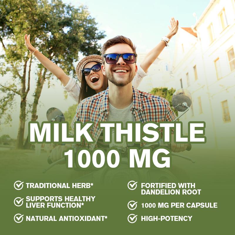 BEWORTHS Milk Thistle Capsule 1000mg Silymarin Marianum & Dandelion Root for Liver Health Protect Cardiovascular Glutathione Support Antioxidant Detox