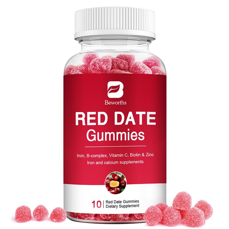 BEWORTHS Red Date Gummies with Vitamin C and Zinc&B Complex Helps Relieve Fatigue Blood Health for Women Kids Adults Supports Energy