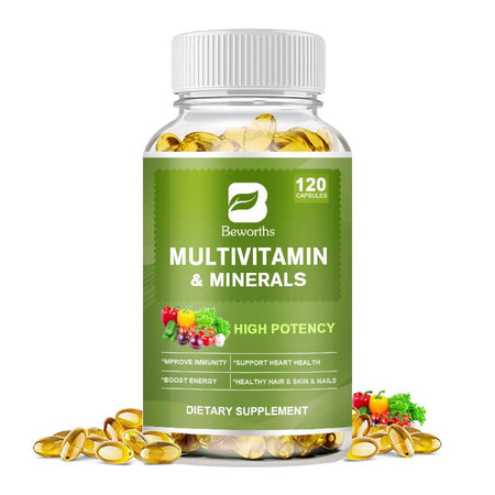 BEWORTHS Multivitamin & Minerals Capsules with Iron, Methylfolate, Zinc, Vitamin D3 & K2 To Improve Immunity Boost Energy Healthy Hair & Skin & Nails for Women