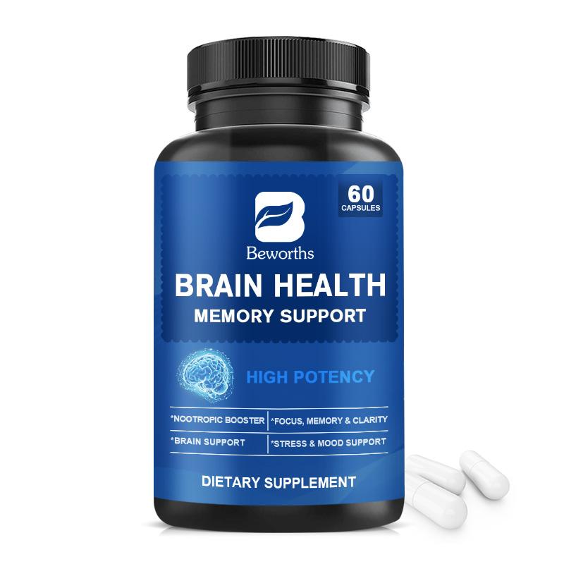 BEWORTHS Brain Health Supplement Nootropic Capsules for Focus, Memory & Clarity Support Nootropic Booster Stress & Mood Support