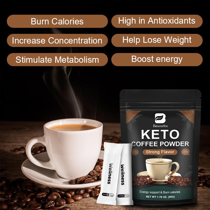 BEWORTHS Keto Coffee Powder Low Calorie Appetite Suppression Instant Fat Burner Drink Fat Reducing Products for Bodybuilder