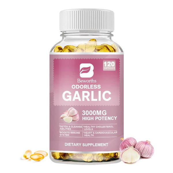 BEWORTHS Odorless Pure Garlic 3000 Mg Per Serving for Heart & Cardiovascular Health Promotes Healthy Cholesterol Levels Immune System Support