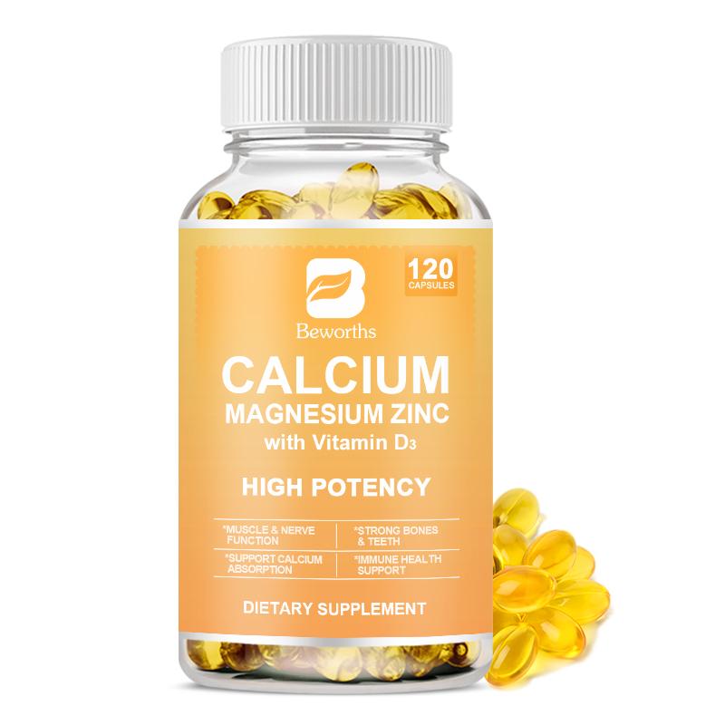 BEWORTHS Calcium Magnesium Zinc Supplement with Cal&Mag Citrate Promotes Healthy Bones and Teeth Supports Nerve&Muscle Function