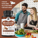 BEWORTHS Mushroom Complex Capsules 2600mg 10 Mushroom Blend for Energy & Immune Support Promote Mental Clarity & Focus