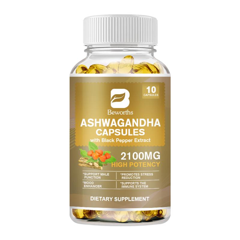 BEWORTHS Organic Ashwagandha Capsules Stress Relief, Mood Enhancer, Immune & Thyroid Support Male functional health support