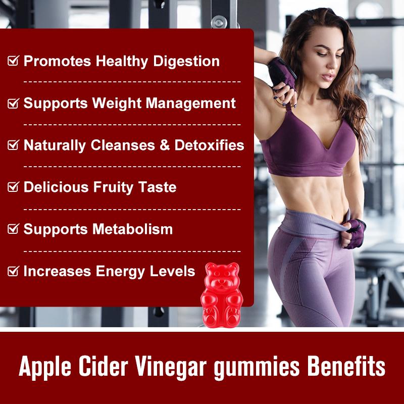 BEWORTHS Natural Slimming Apple Cider Gummies Weight Loss and Detoxification Reduce Anxiety Stress Boost Immune System