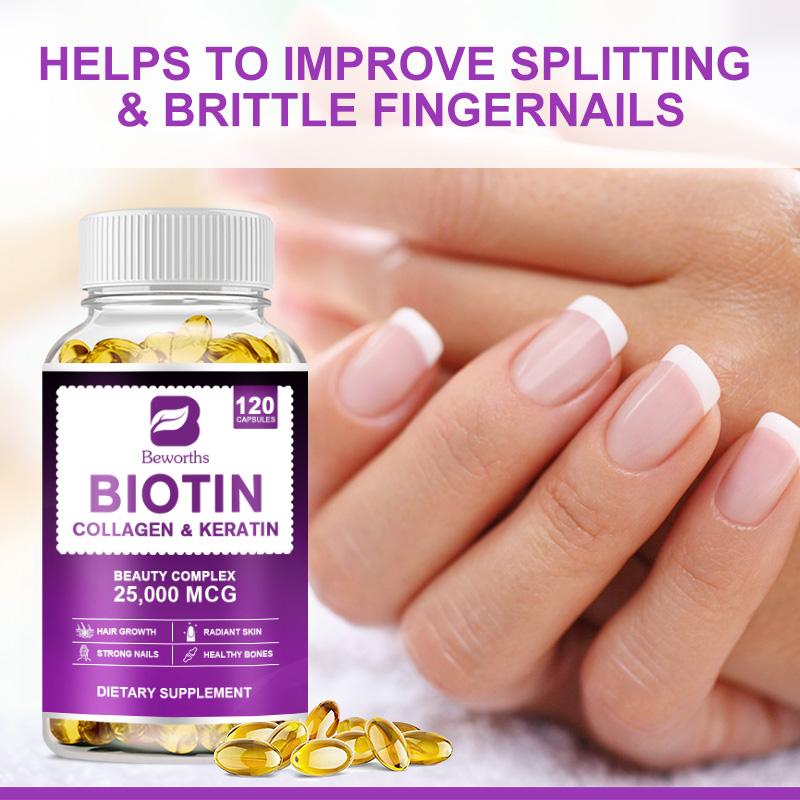 BEWORTHS Biotin & Collagen Supplement with Keratin For Healthy Nails & Skin Hair Growth Supplement for Women & Men Multivitamin capsule