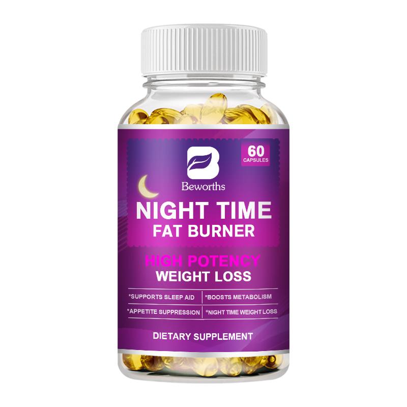 BEWORTHS Night Time Slimming Fat Burning Capsules Support Weight Loss Appetite Suppression Powerful Boost Metabolism for Men and Women