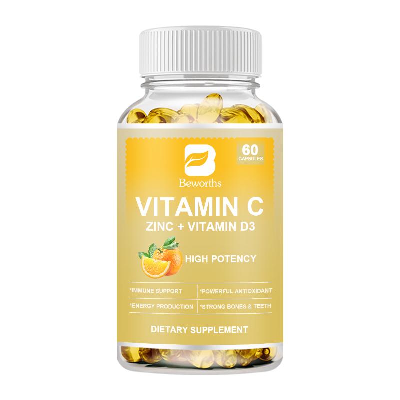 BEWORTHS Vitamin C 2000MG, Zinc 40 Mg, Vitamin D3 5000 IU, Echinacea Extract, Rose Hip, Immune Support for Adults & Kids, Immune Booster