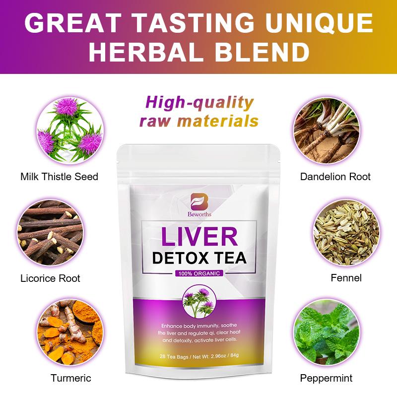 BEWORTHS Liver Detox Tea Natural Organic Clearing Away Heat Detoxifying Enhance Body Immunity Products for Women Men