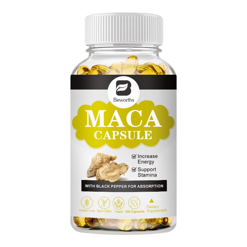 BEWORTHS Organic Maca Root Capsules 1000mg for Mood Support Energy Boost Performance Better for Women & Men