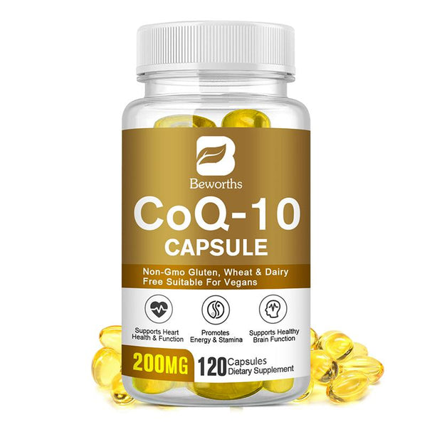 BEWORTHS CoQ-10 Capsules 200 Mg Coenzyme Q10 Vegetarian for Energy Support Heart Healthy Protective Antioxidant