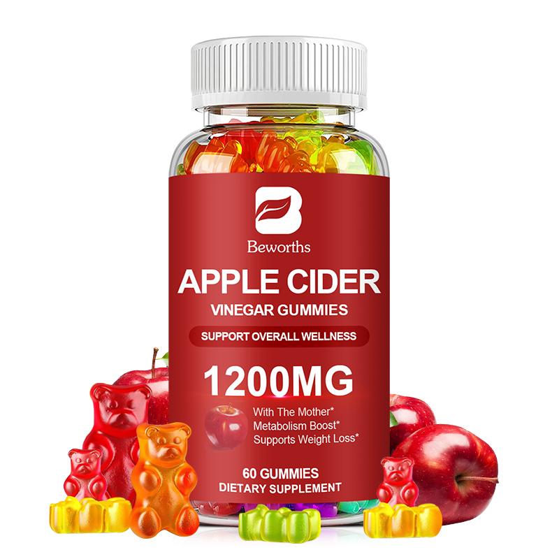 BEWORTHS Natural Slimming Apple Cider Gummies Weight Loss and Detoxification Reduce Anxiety Stress Boost Immune System