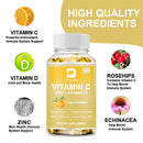 BEWORTHS Vitamin C 2000MG, Zinc 40 Mg, Vitamin D3 5000 IU, Echinacea Extract, Rose Hip, Immune Support for Adults & Kids, Immune Booster