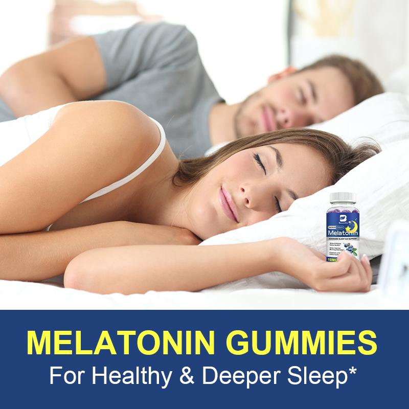 BEWORTHS Blueberry Melatonin Gummies 10Mg for Sleep Aid Anti Anxiety Stress Relief with vitamin A&C