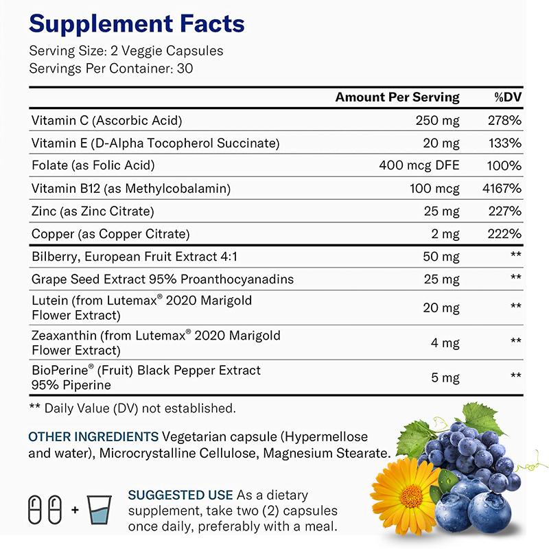 B BEWORTHS Lutein Bilberry Capsule Supports Eye Health Improve Visual Ability Support Eye fatigue & Dry Eye Support Eye Vitamins for Vision