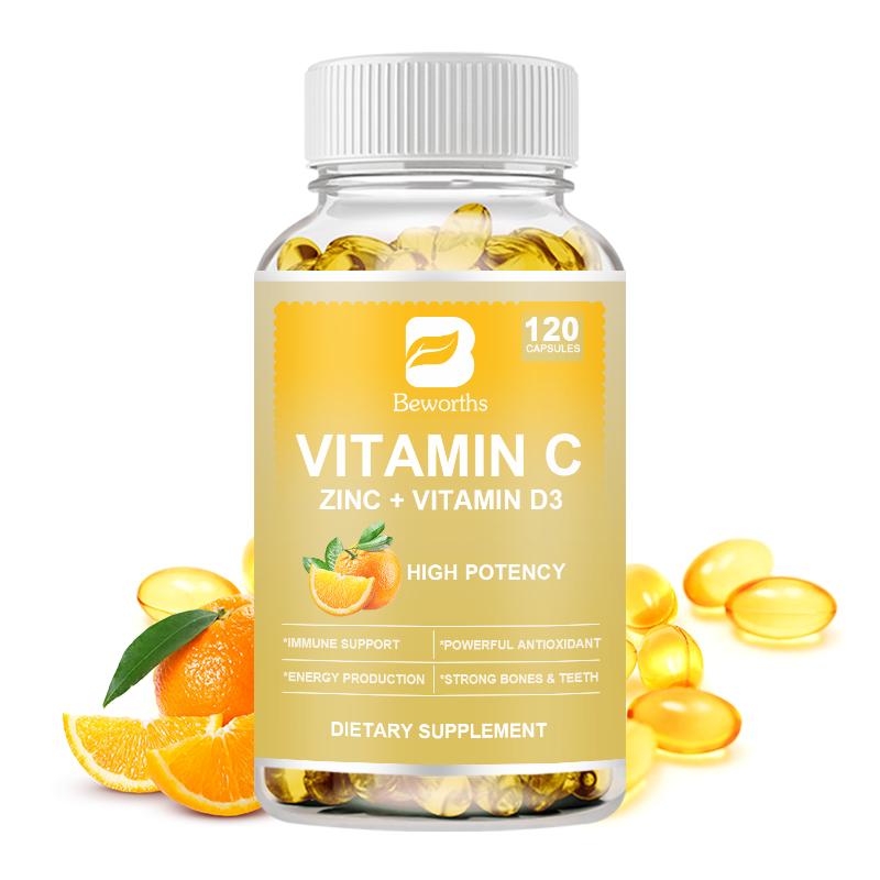 BEWORTHS Vitamin C 2000MG, Zinc 40 Mg, Vitamin D3 5000 IU, Echinacea Extract, Rose Hip, Immune Support for Adults & Kids, Immune Booster