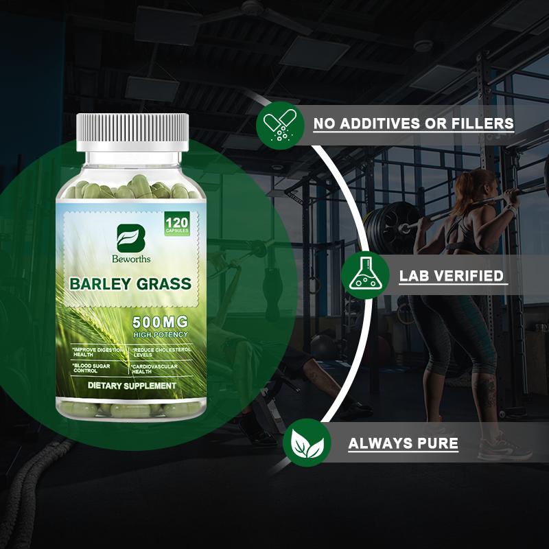 BEWORTHS Barley Grass Capsules 500mg To Improve Digestion & Cardiovascular Health Reduce Cholesterol Levels Blood Sugar Control Immune Strengthen