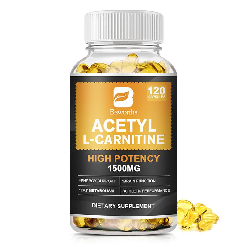 BEWORTHS Acetyl L-Carnitine Capsules 1500mg High Potency for Energy & Memory Support Increase Performance Boost Metabolism Weight Loss